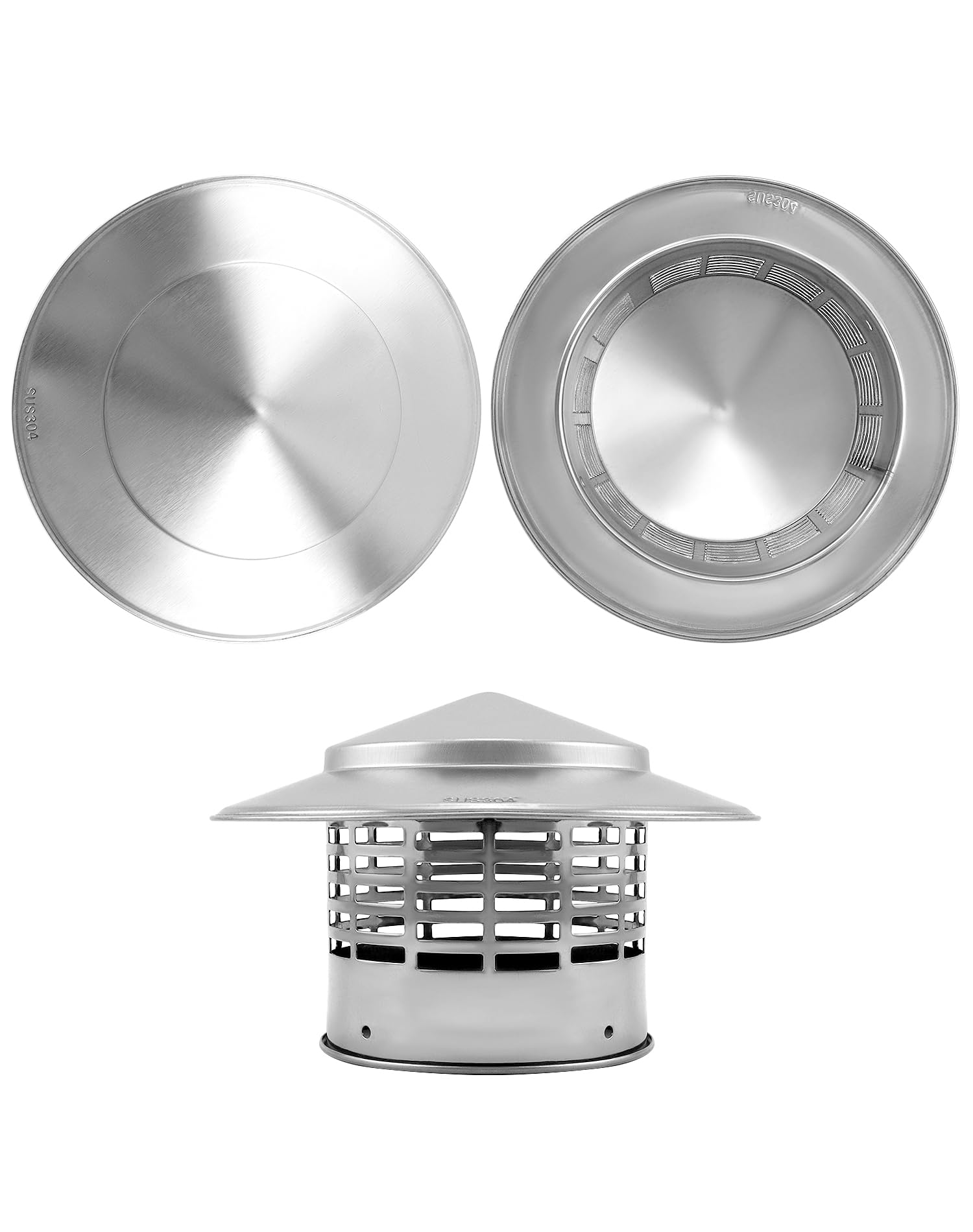 QWORK® 110 MM Daszek Przeciwdeszczowy na Dach 304 Stal Nierdzewna, Pokrywa Kominowa, Krata Wentylacyjna, Osłony Kominów