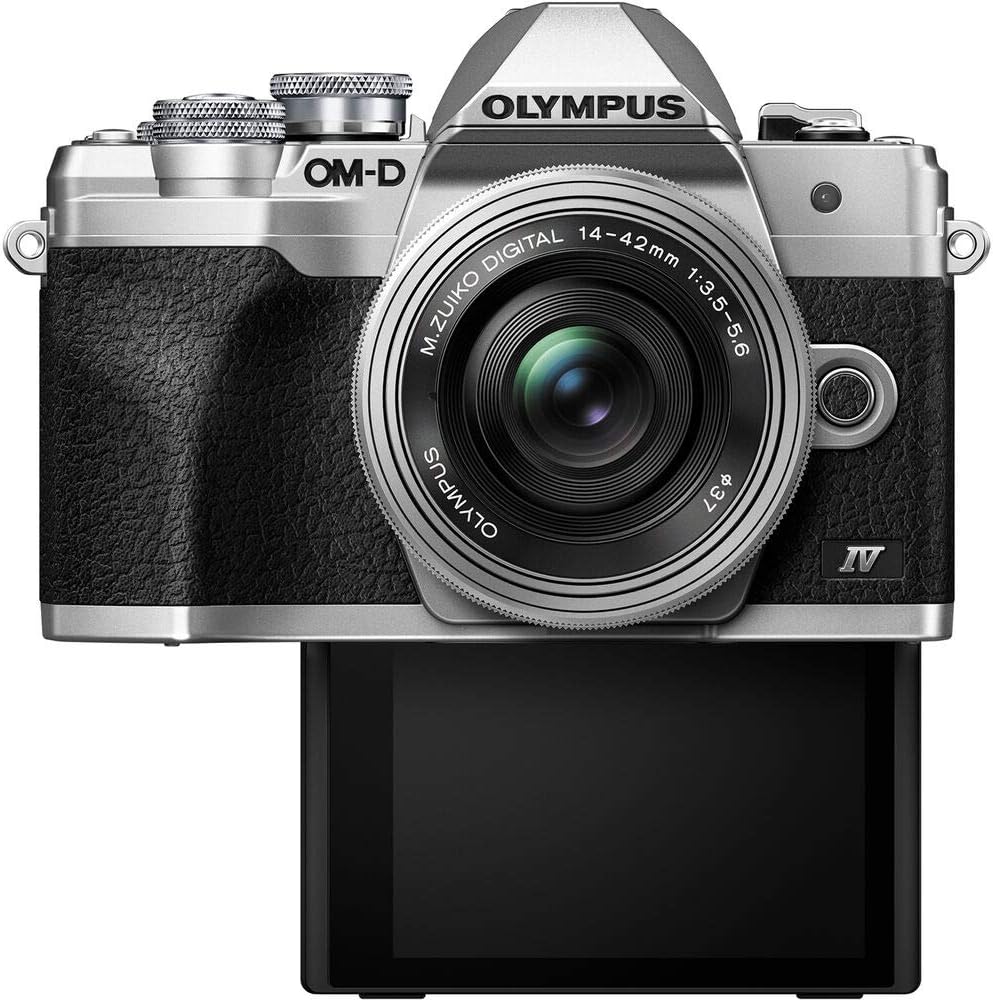 Olympus OM-D E-M10 Mark IV Digital Camera with M.Zuiko Digital ED 14-42mm f/3.5-5.6 EZ Lens and M.Zuiko Digital ED 40-150mm f/4.0-5.6 R Lens (Silver) (2 Items)