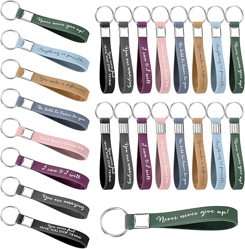Fumete 24 llaveros inspiradores de regalo para mujeres, con cita motivacional, llaveros, anillos de agradecimiento para profesores, regalos (colores