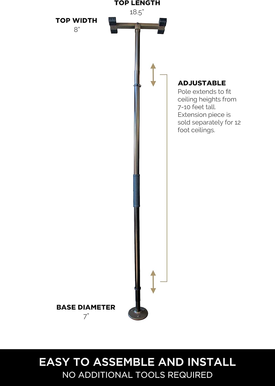 Signature Life Sure Stand Straight Pole, Elderly Tension Mounted Floor to Ceiling Transfer-Pole, Bathroom Safety Assist Grab Bar and Stability Rail, Deep Bronze