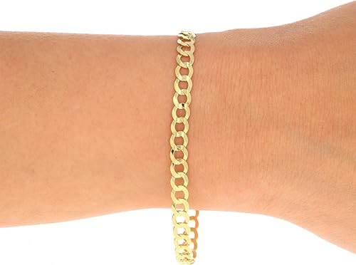 Miniatura 2 de Nuragold Pulsera de cadena de eslabones cubanos sólidos de oro amarillo de 14 quilates de 0.197 in, joyería para hombre y mujer, 7, 7.5, 8, 8.5, 9