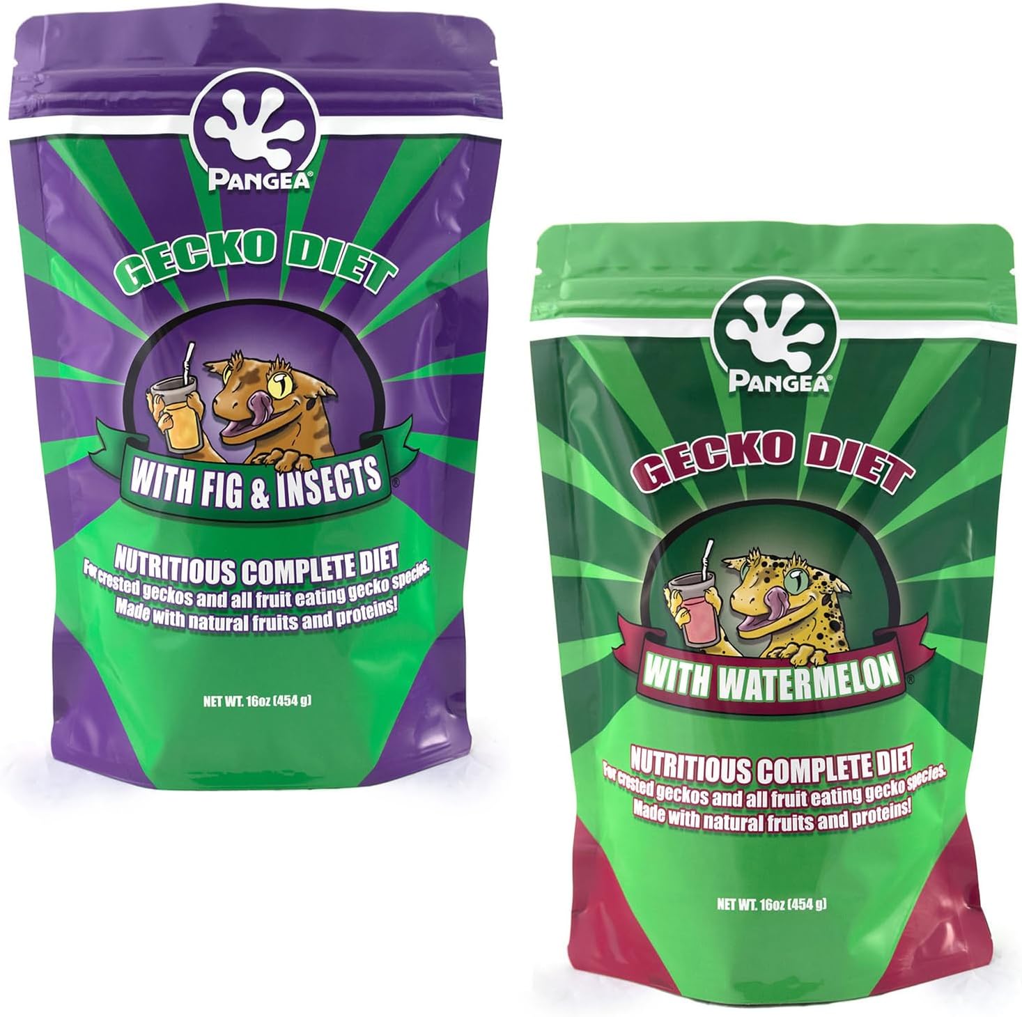 Pangea Gecko Diet Fig & Watermelon Bulk up Bundle - 16oz Fig & Insects & 16oz Watermelon