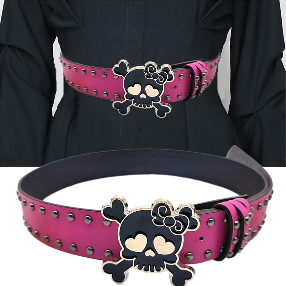 ZHIZHOUNEY Skull Buckle PU Belt For Women 2000s Subcultures