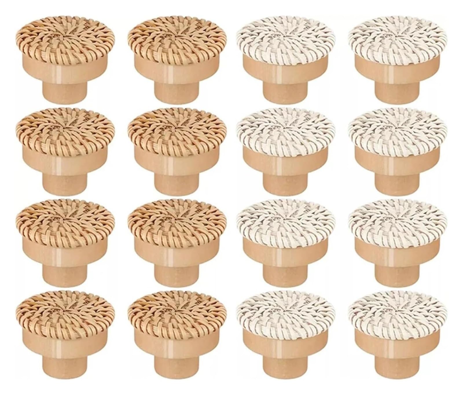 NHralpajj Wood Rattan Drawer Knobs
