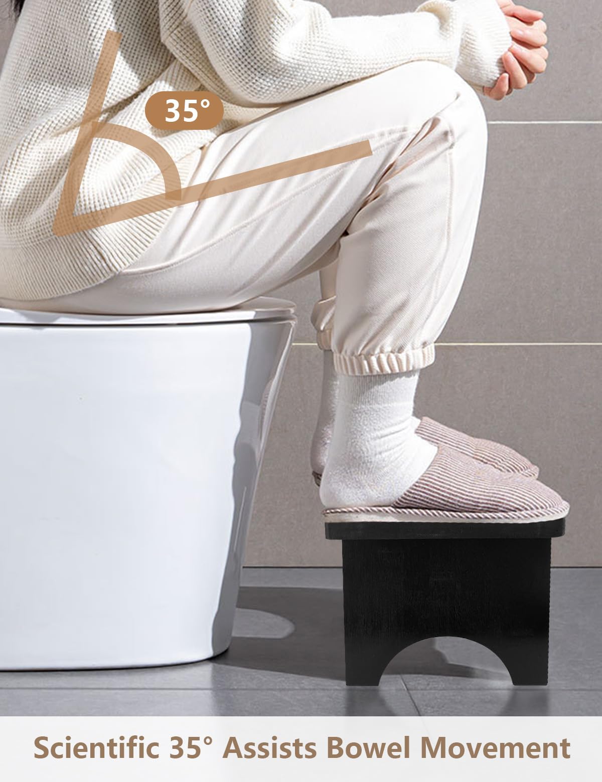 Sgabello WC in legno di bambù per adulti, sgabello per migliorare la defecazione, sgabello WC per sedersi comodamente in bagno (colore legno)