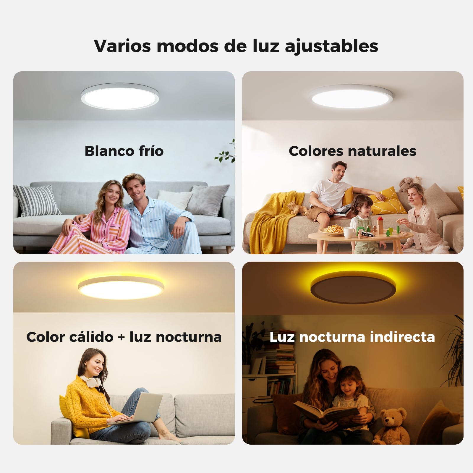 AIKVSXER Lámpara LED de Techo 33W Ø40 cm, Plafón Ultrafino Regulable con Control Inteligente, Temperatura de Color Ajustable 3000K–6500K, Mando a Distancia y App Móvil, con Luz Nocturna Integrada 5W