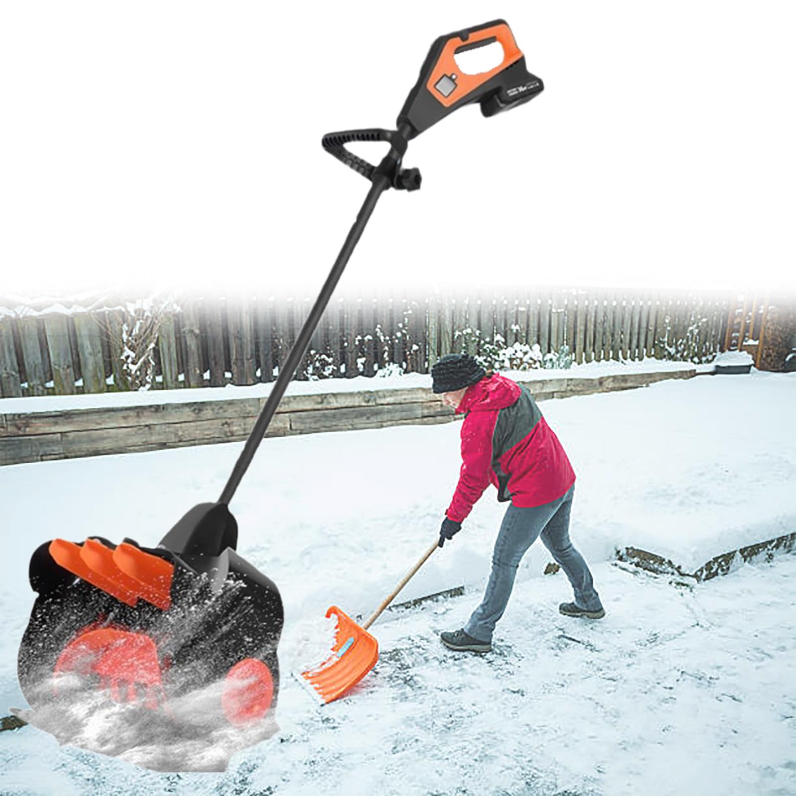 Pala da Neve Senza Fili, 21 V | 41 cm | Spazzaneve Senza Fili da 2 Ah, spazzaneve a Batteria con Impugnatura Anteriore Regolabile (2 batterie e caricabatteria rapido Inclusi)
