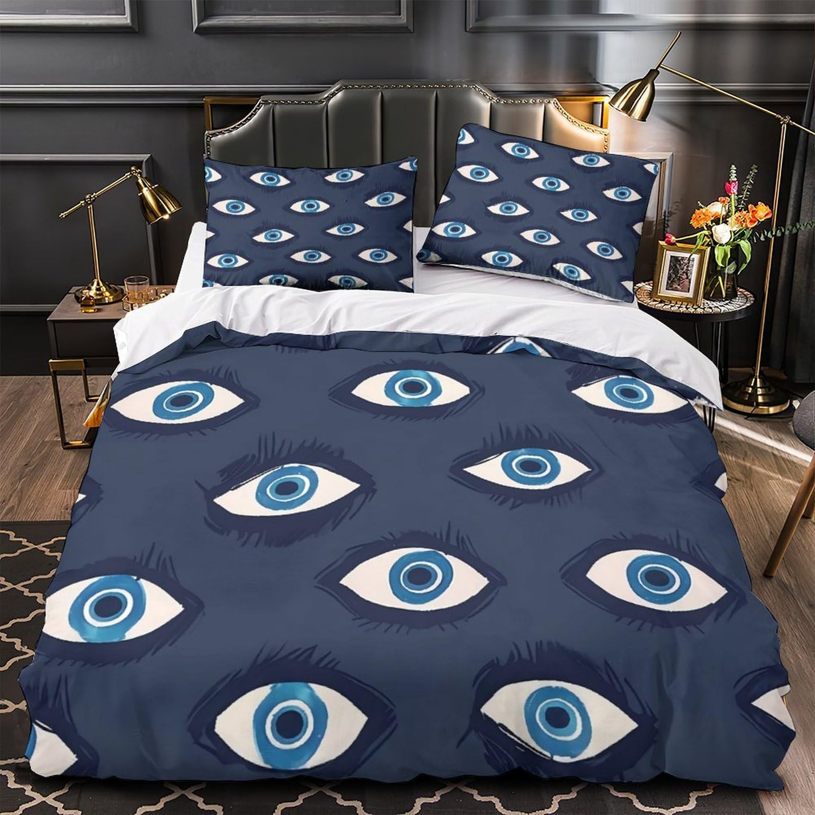 Parure de lit oeil bleu 140x200 microfibre pour chambre enfant ados