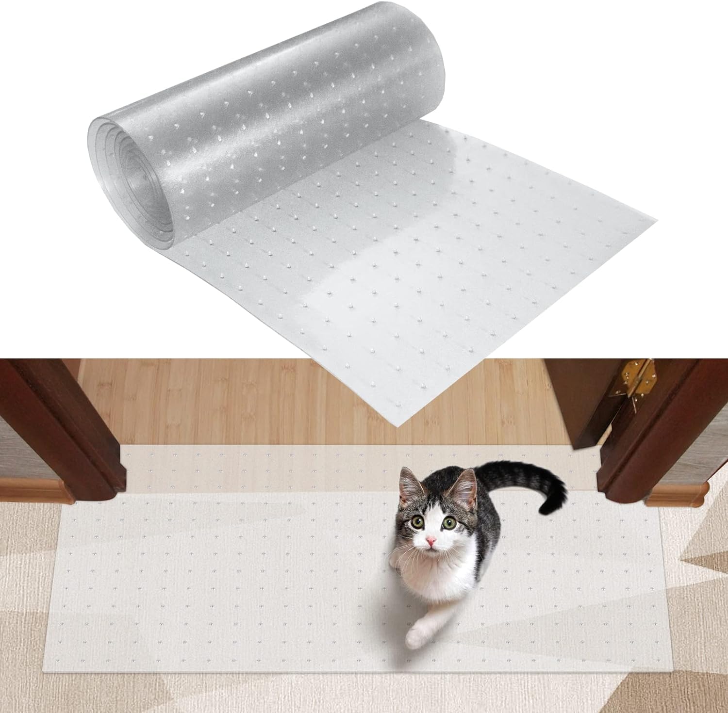 Carpet Protector for Pets, Robust Plastic Pets Scratch Stopper for Carpet, Anti Scratch Under Door Cat Scratch Protector Mat, Carpet Scratch Stopper from Cat/Dog Scratching with Non-Slip Nail for Door