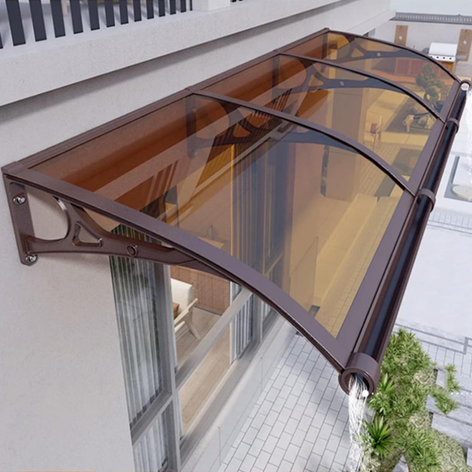 Auvent moderne pour porte d'entrée et fenêtre de terrasse – Extérieur pour portes et dimensions 80 x 350 cm – Protection contre la pluie et le soleil