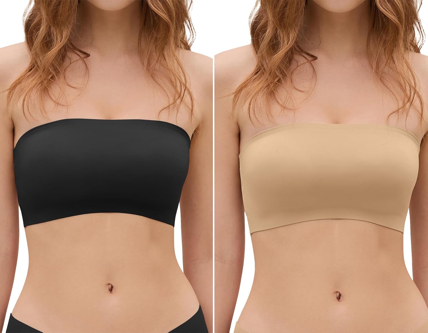 DEANGELMON Strapless Bras for Women Non-Slip Silicone Bandeau Seamless Tube Top Bralette Comfy Non Padded Stretchy Stylish