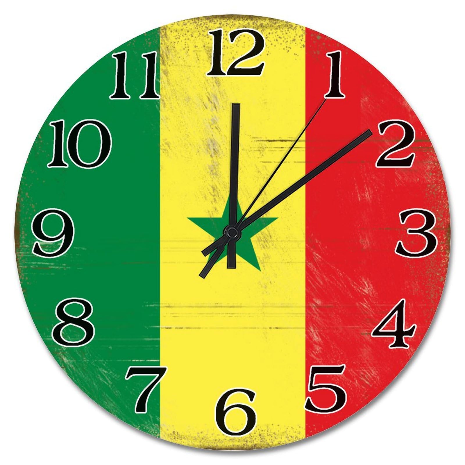 Horloge murale en bois Sénégal silencieuse pour chambre paisible