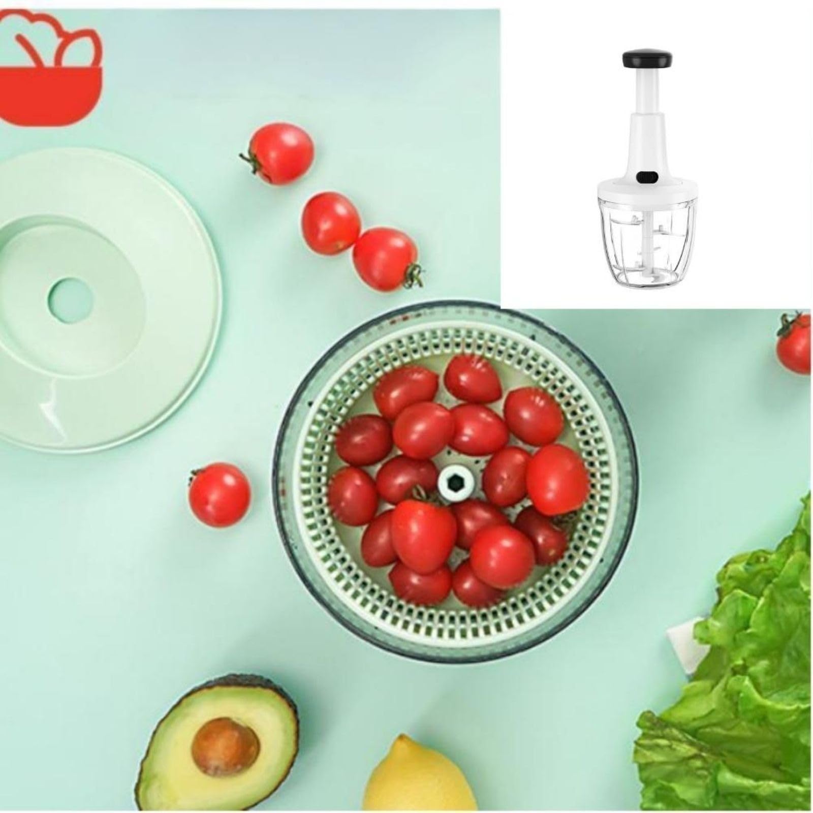 Frullo il Tuo Tritatutto Manuale a Pressione, Set Tritatutto da Cucina, frullo il tuo, da cucina elettrico， per Verdure e Frutta.