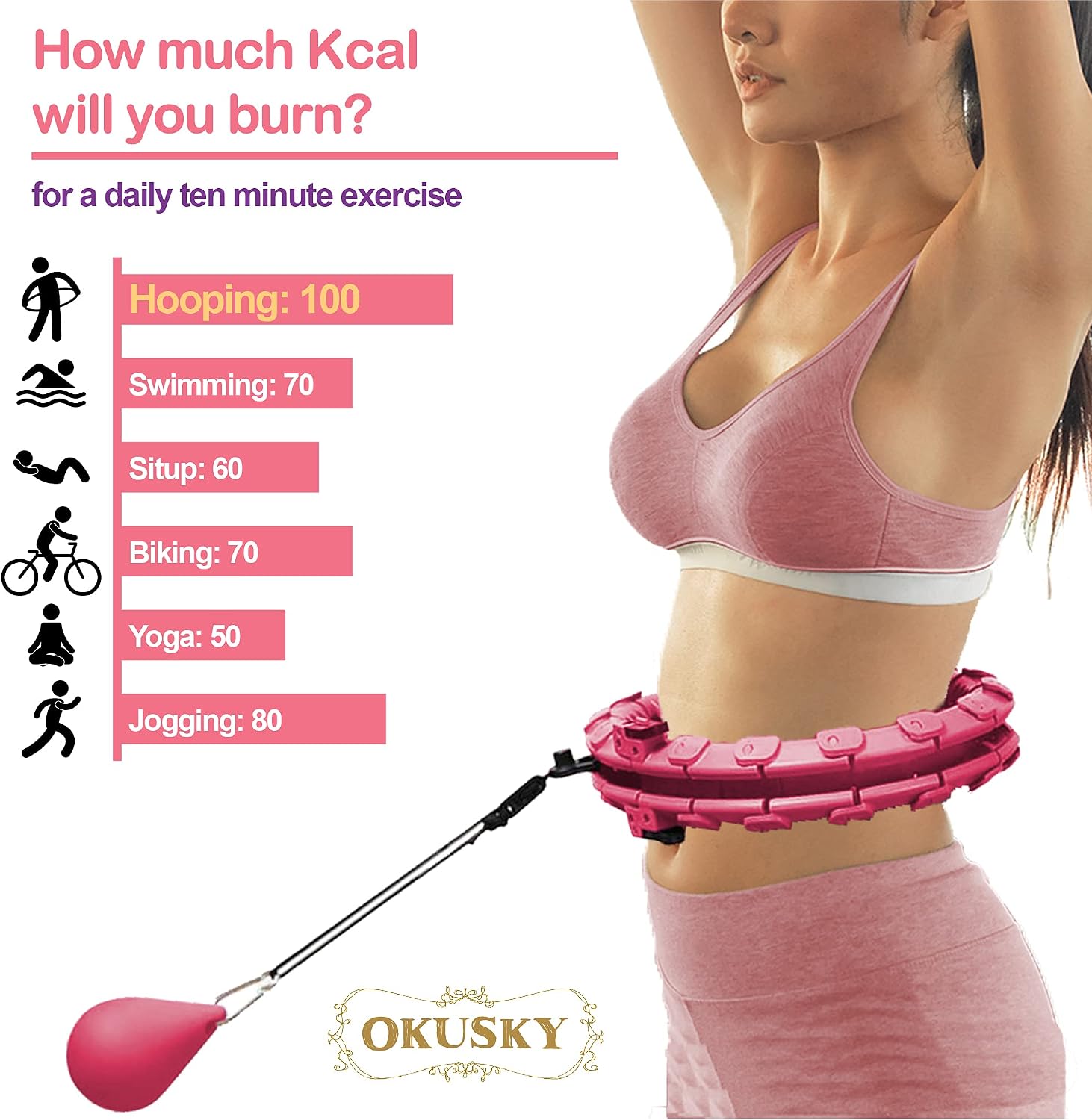 OKUSKY | Smart Hula Weighted Hoops | Smart Hoola Weighted Hoops | Workout Exercise Fitness Equipment | Weight Loss | for Adults and Teens | Hullahoops | Weighed Holahoops | Women |