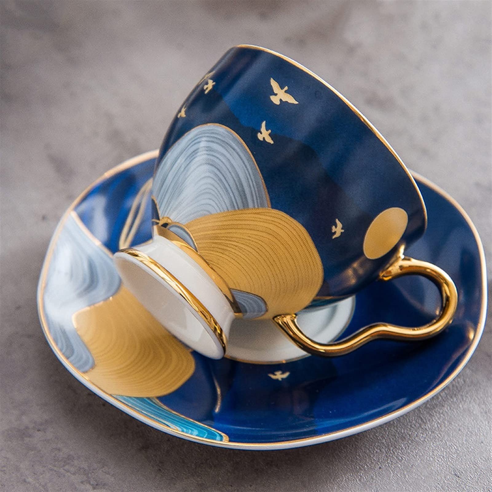 Ceramiczny zestaw kubków do kawy i spodków, 200 ml, gładkie kubki do latte, cappuccino, kubki na mleko z uchwytem, śniadanie, herbata, kubki na kakao, kubki deserowe na urodziny ojca