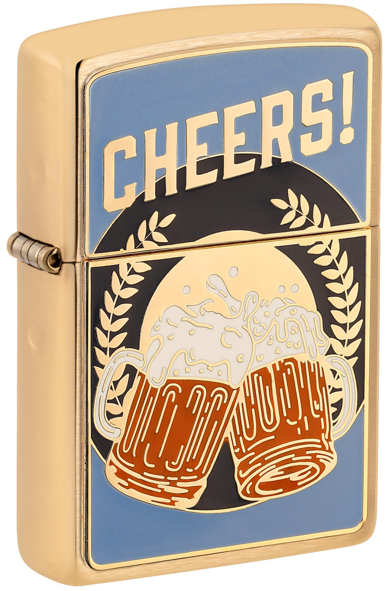 Mechero Zippo de latón pulido con emblema de cerveza en caja de regalo