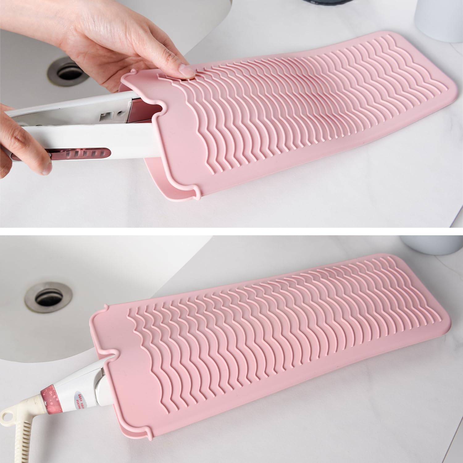 Silicone Heat Resistant Mat Pouch for Hair Straightener Heat Mat for Hair StraightenersHeat Proof Mat for Hair Straighteners Non-Slip Travel Mat Pad for Hot Hair Styling Tools (Black) - Image 3