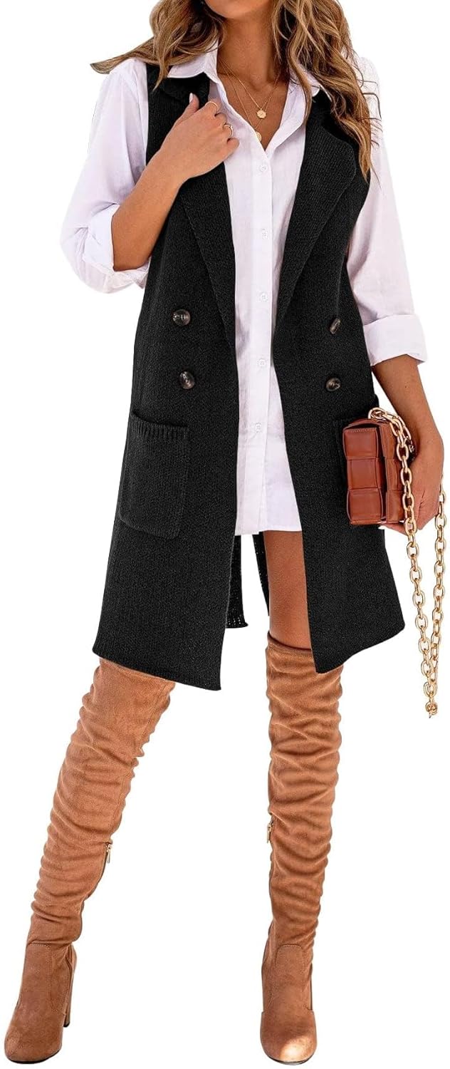 IDEALSANXUN Womens Long Sweater Vest Fall Winter Sleeveless Knit Cardigan Outerwear - Image 4