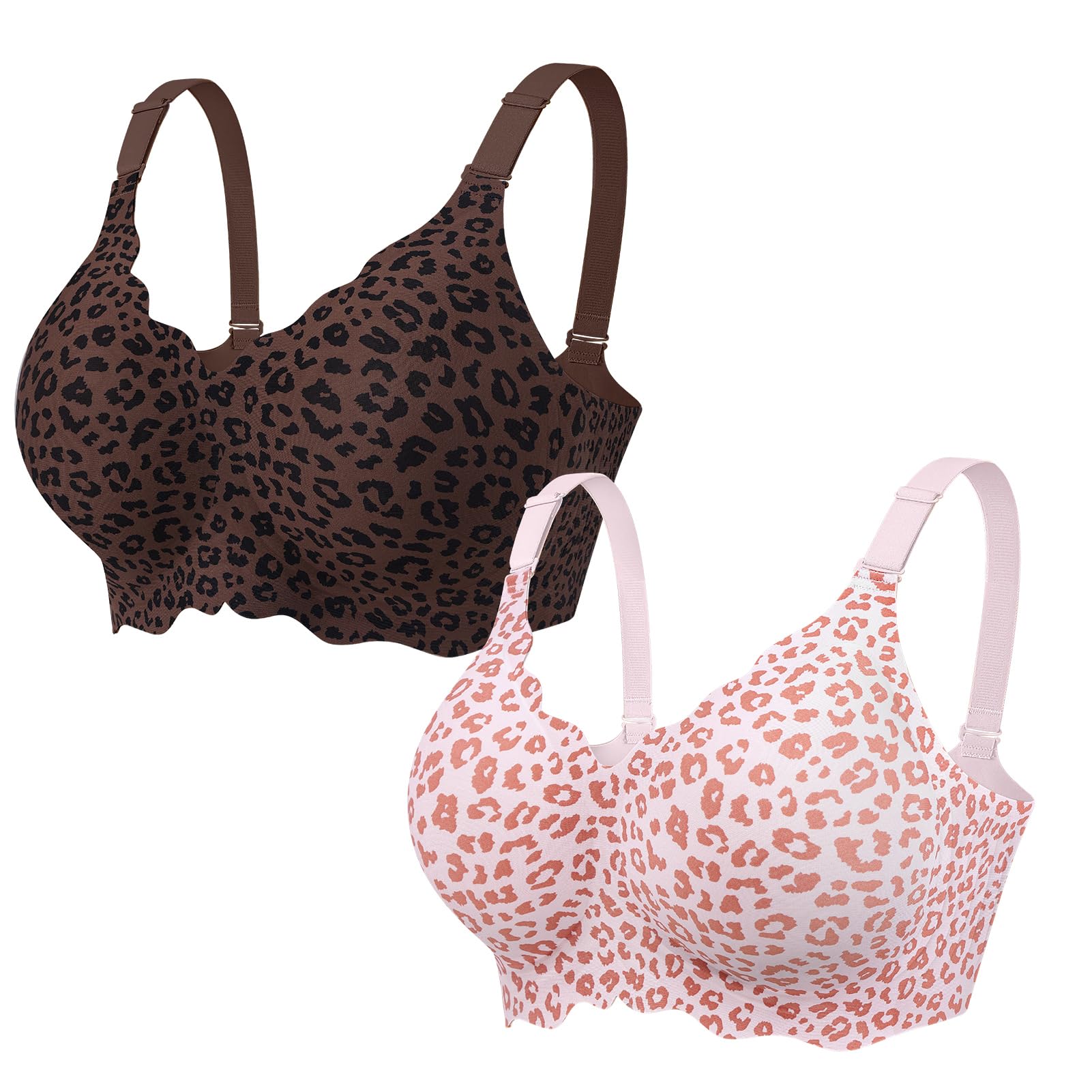 OEAK Women Value Series Jelly Bras Wireless Pushup Convertible Bra | Everyday Essentials,Comfortable Bralettes,No Underwire,Full Coverage,Support Lift,Tshirt,Soft,Seamless,Scalloped