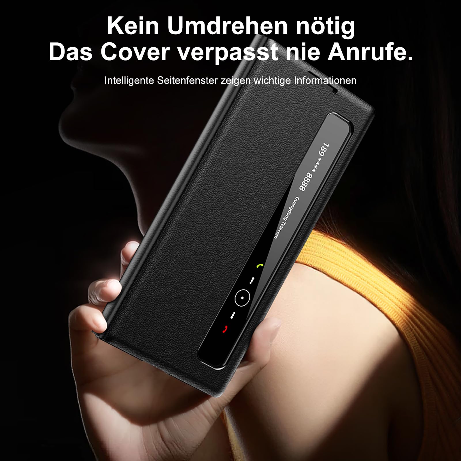 Funda para Samsung Galaxy Z Fold 8 Ultra, funda con ventana, funda con tapa de piel sintética y PC, antigolpes, antihuellas dactilares, funda para Samsung Z Fold 8 Ultra