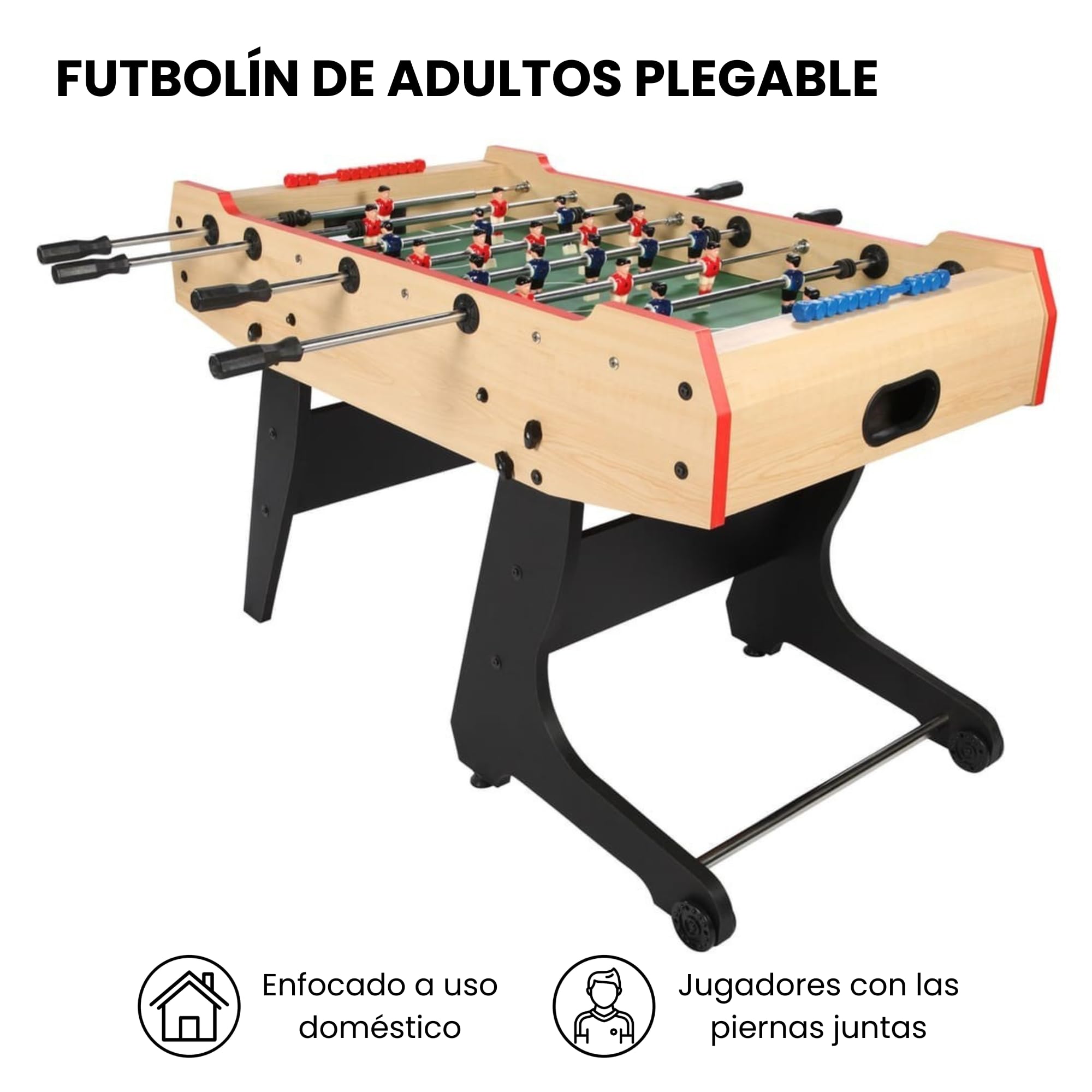 DEVESSPORT Futbolín Plegable | Ideal para el Uso Familiar con Retorno de Bolas y Diseño Compacto | Futbolín Plegable Guardar en Casa Juega, Compite y Guárdalo Fácilmente