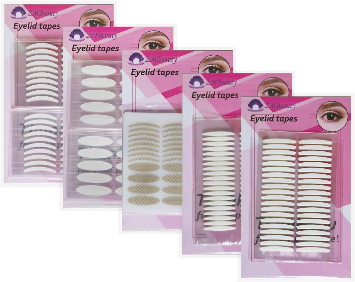 Eyelid Tapes, 5Packs/1360Pcs Instant Eyelid Lift Strips for Hooded Droopy Eyes, Self-Adhesive Eye Tape Stickers for Long-Lasting, Breathable