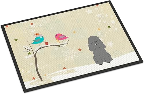 Caroline's Treasures BB2540MAT Between Friends Poodle - Tapete plateado de 18 x 27 pulgadas para puerta delantera, para interiores y exteriores,