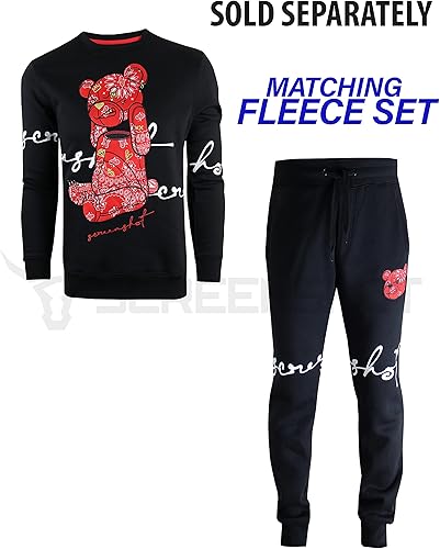 Miniatura 5 de SCREENSHOT - Sudadera de forro polar prémium para hombre, estilo urbano de hip hop de NYC, con cuello redondo, moda de calle activa