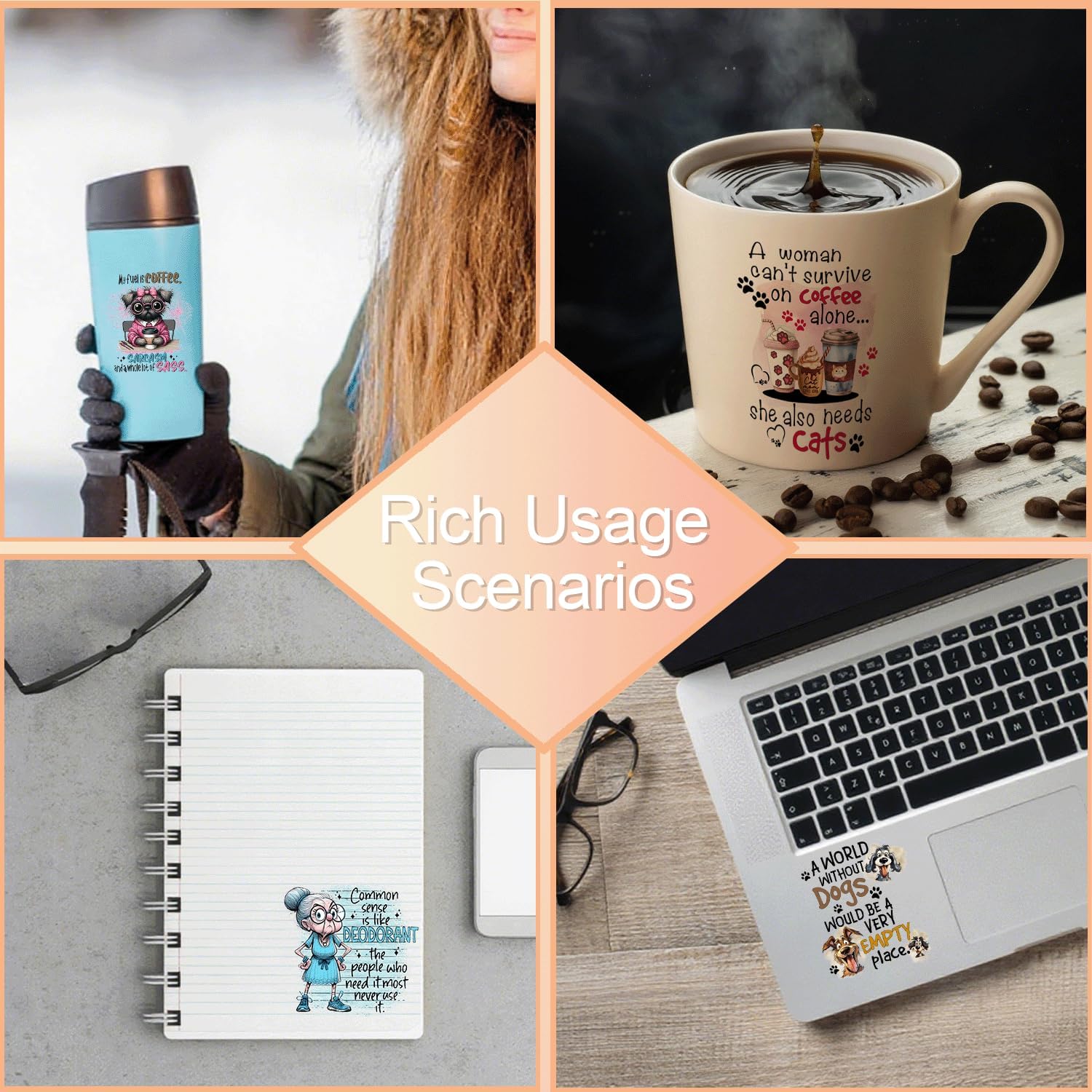 UV DTF Stickers - 12 Sheets Animals UV DTF Cup Wrap for Coffee Mugs Glass, DIY Decals for Tumblers, Waterproof Rub on Transfers for Crafts