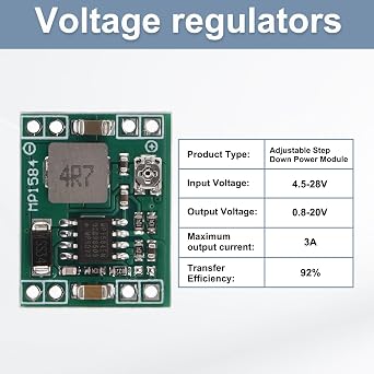 sourcing map DC-DC Buck Converter Voltage Regulator Adjustable Step Down Power Module MP/1584EN 4.5-28V to 0.8-20V 3A for Power Adjustment Power Transformers 6 Pcs