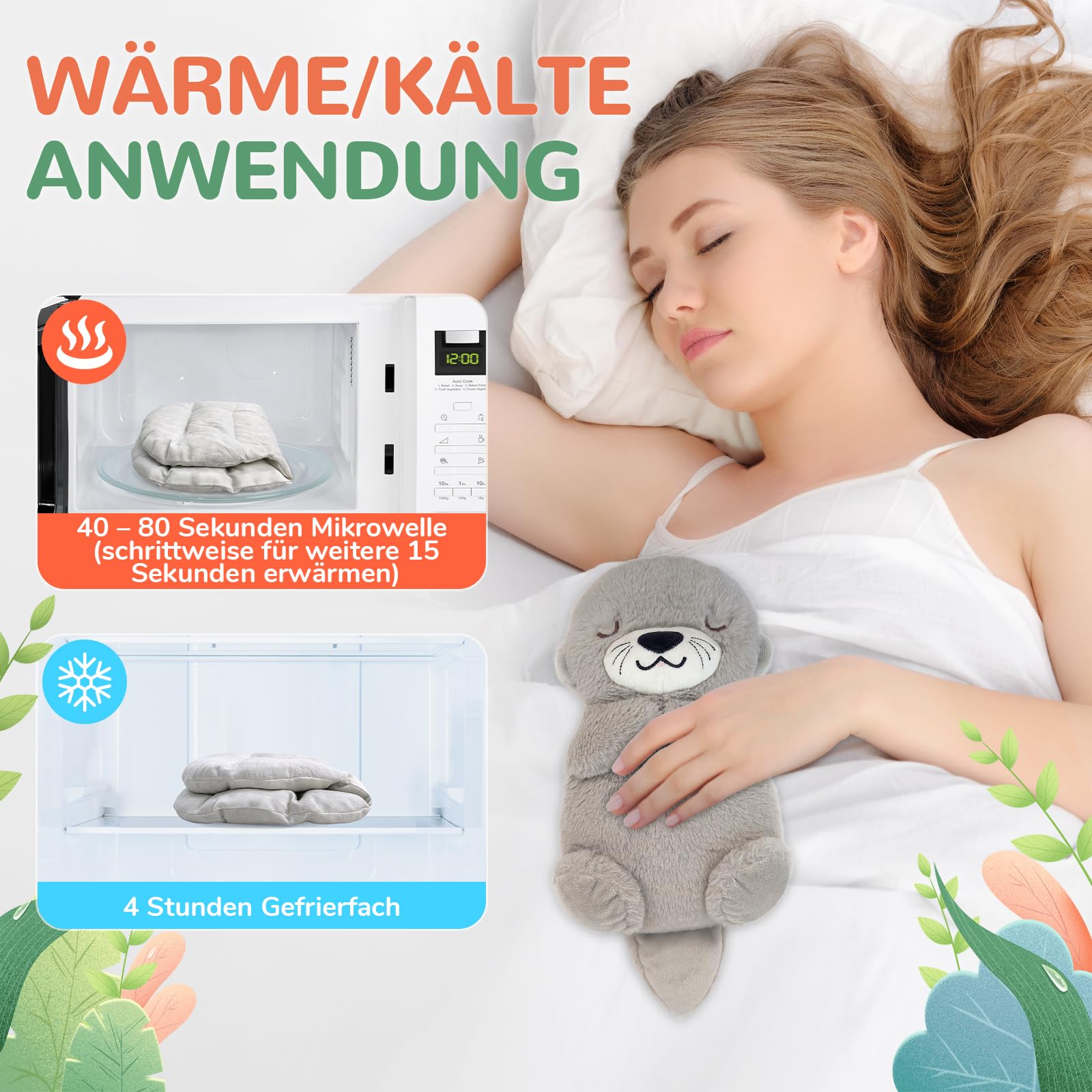AROMA SEASON Wärmetier Plüsch Otter Mikrowelle-Wärmekissen Kuscheltier Körnerkissen Stofftier