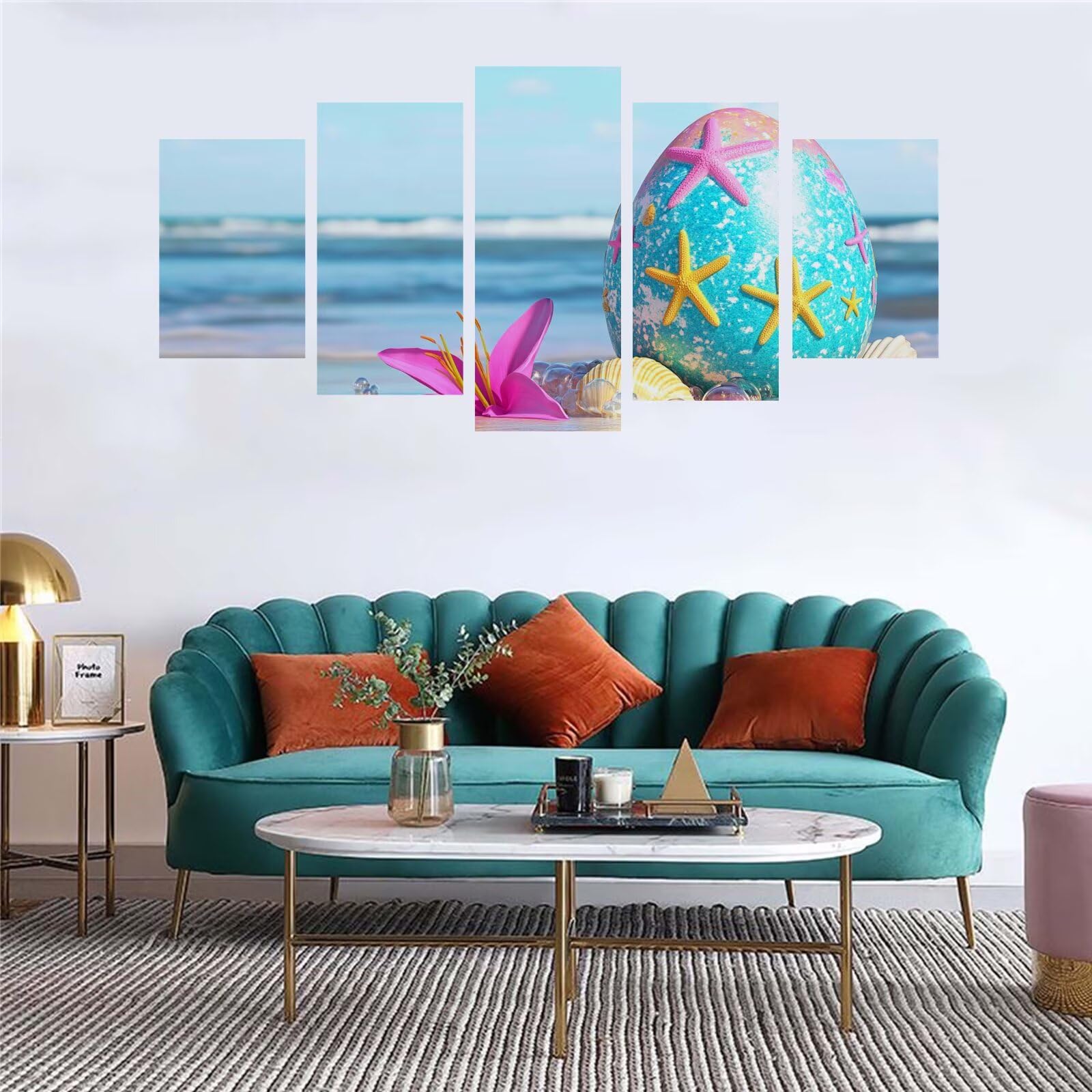 5D Diamentowe Malarstwo 5 Sztuk Plaża Wielkanoc Diament Malarstwo Dla Dorosłych, Haft Diament Malarstwo Dorosły Duży Format Puzzle Sztuka, Ścieg krzyżykowy Zestaw Rzemiosła Do Dekoracji Ściennej