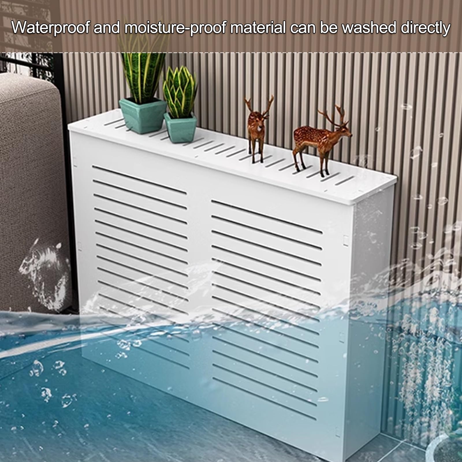 Elegante copertura moderna del radiatore con la piattaforma di stoccaggio, armadio di riscaldamento decorativo per uso domestico, installazione facile senza punchi, progettazione efficiente di ventila