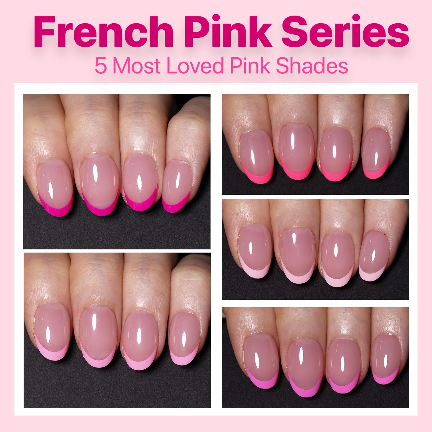 SXC Cosmetics X-Pro Tips French Tip Press on Nails – French Pink Edition (PINK118KIT-XS Almond)