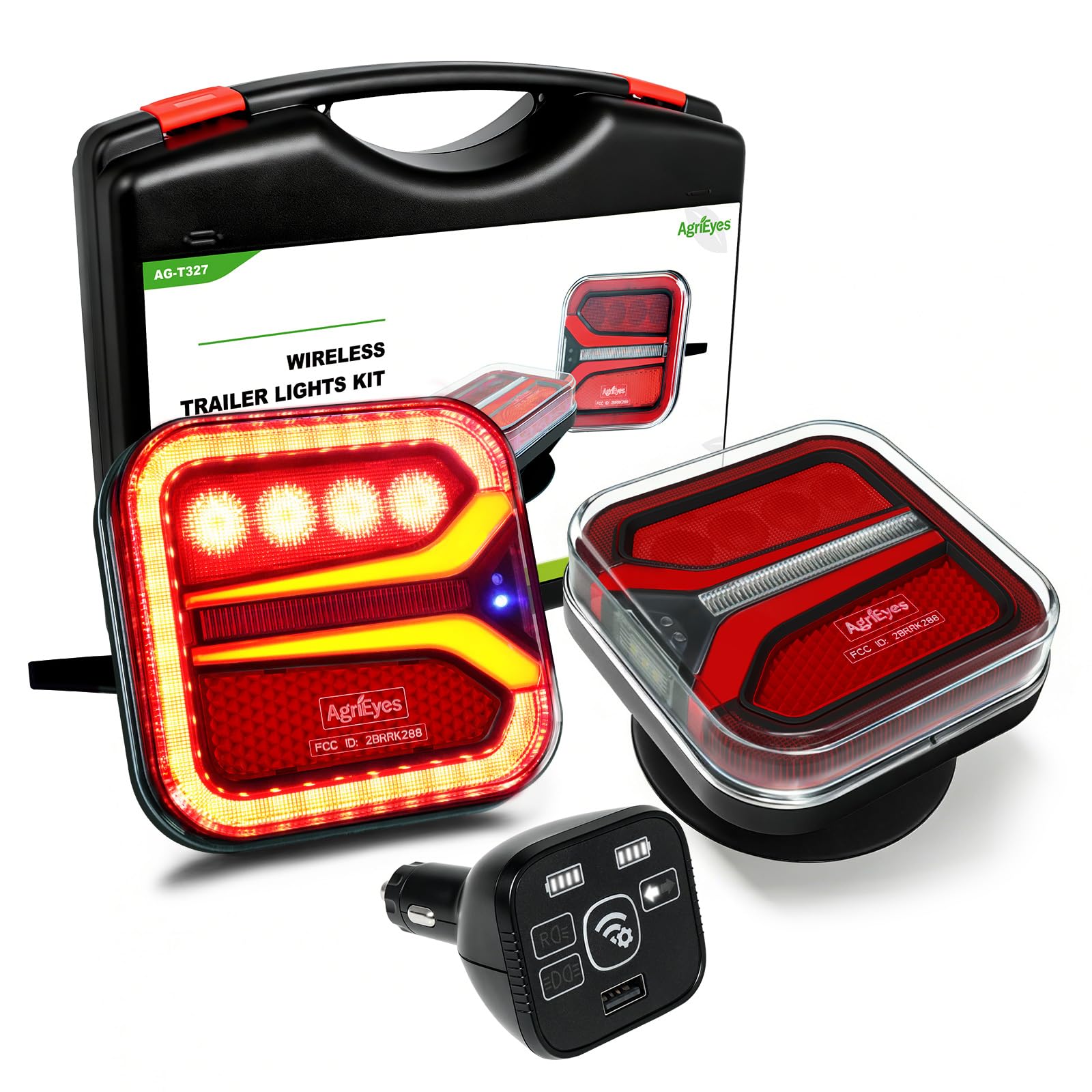 Agrieyes T327C Wireless Trailer Lights w/Receiver, Magnetic Tow Light Kit