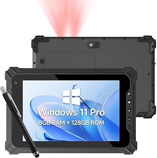 Rugged Tablet with Barcode Scanner I87J, 8 inch Windows 11 Pro w/Honeywell N4680 Scan Engine, 1D/2D QR Inventory Scanner, 8GB+128GB Industrial Tablet for ERP WMS, Warehouse, Retail, IP65