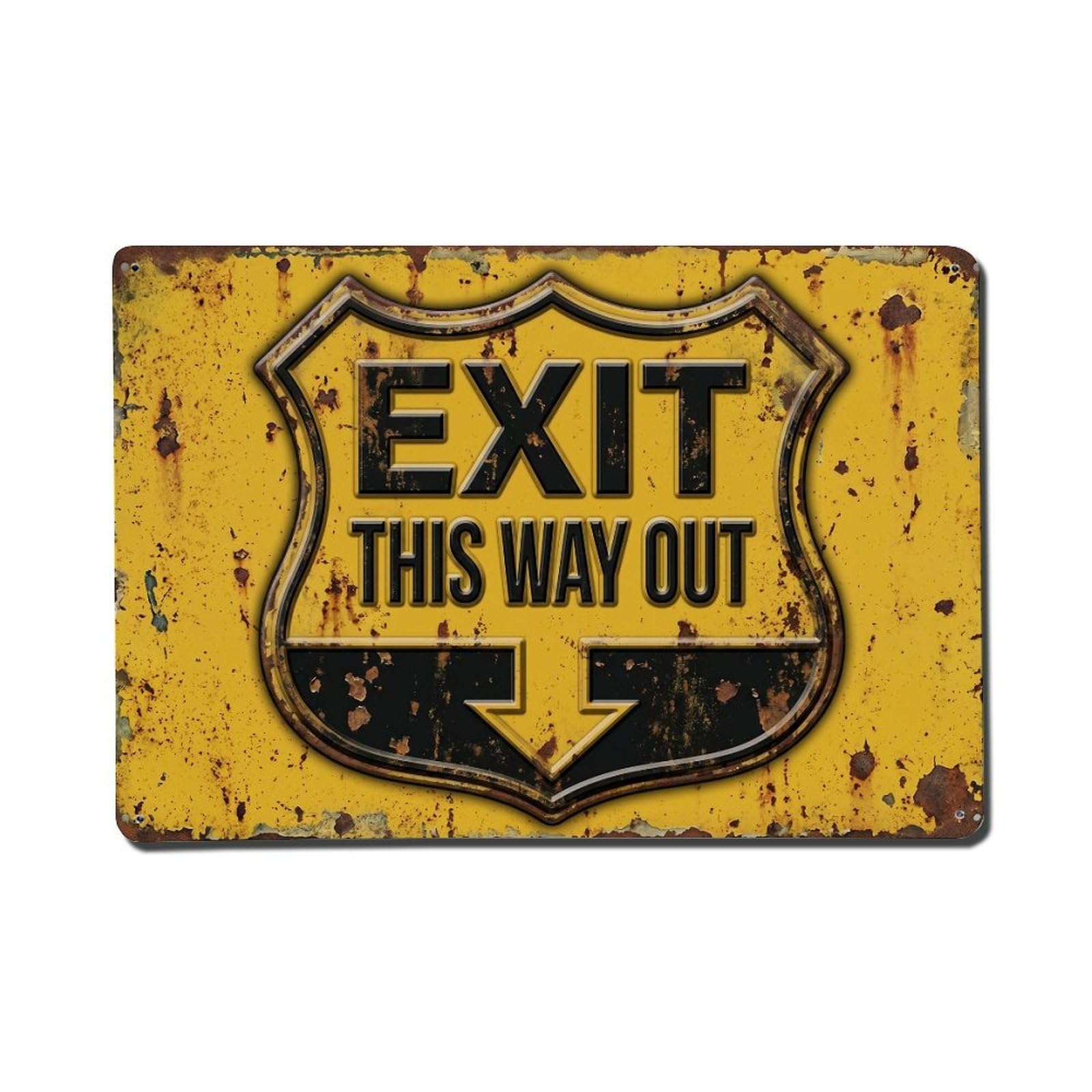Exit This Way Out Passage Indicator 1 Vintage Metal Tin Sign Plaque Wall Decor for Cafe, Club, Garden Metal Poster 8x12Inch