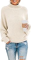 Dokotoo Women's Chunky Cable Knit Turtleneck Sweater - Oversized Long Sleeve Pullover for Fall Winter