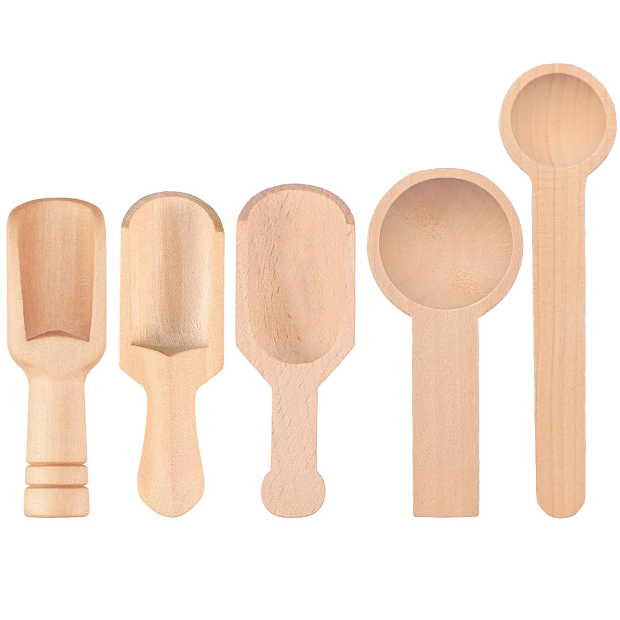 Pezzi Mini Cucchiaio Legno per Caffè, Spezie, Tè - Cucchiaio da Caffè in Legno, Paletta Sale, Scoops Alta Qualità