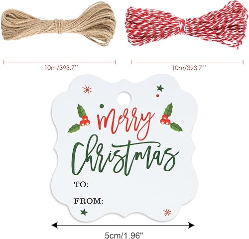 Miniatura 10 de 50 etiquetas de regalo de Navidad, 2.1 x 3.3 pulgadas, etiquetas de regalo de Navidad con texto en inglés "Have Yourself a Merry Little Christmas",