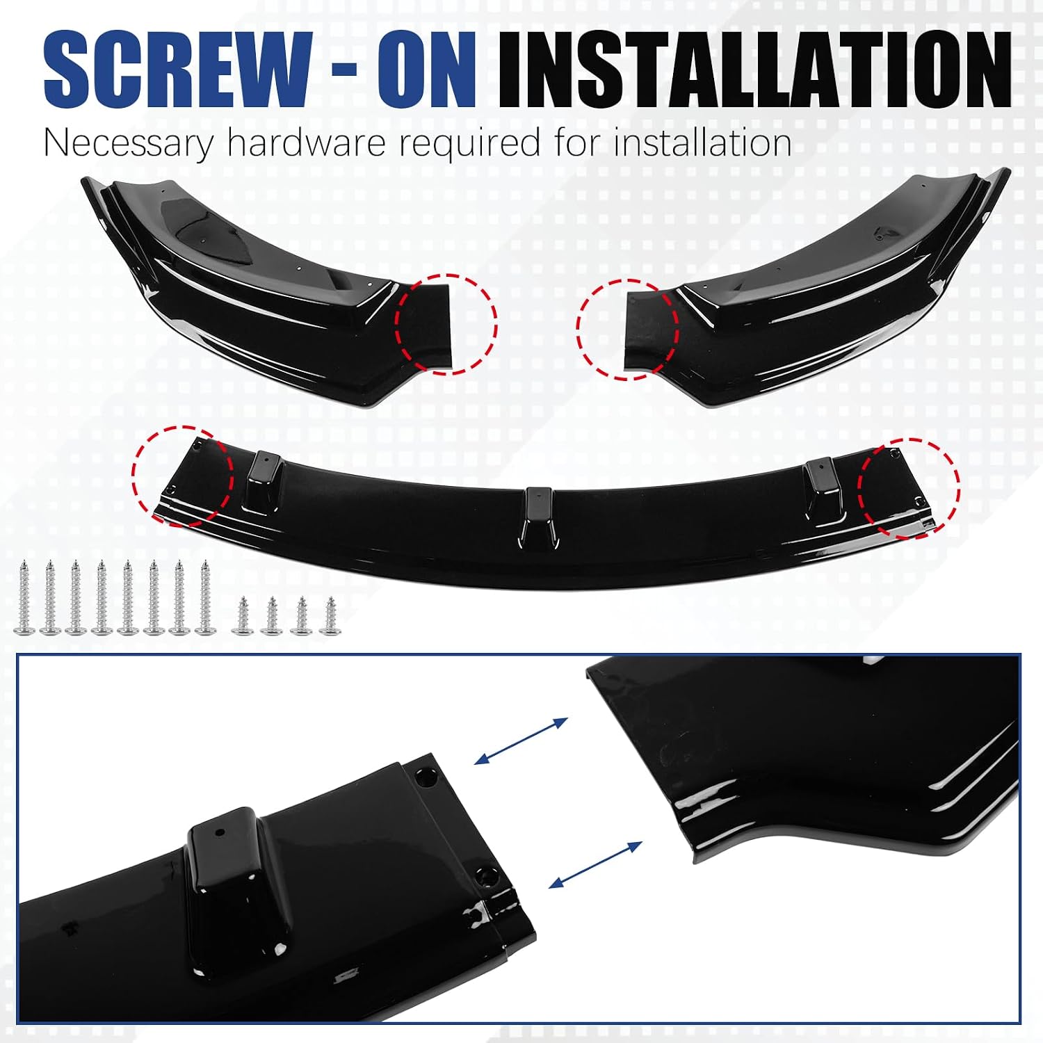 Fit for 2017–2023 Tesla Model 3 Front Bumper Lip — Gloss Black ABS Air Splitter Chin Body Kit OEM Style
