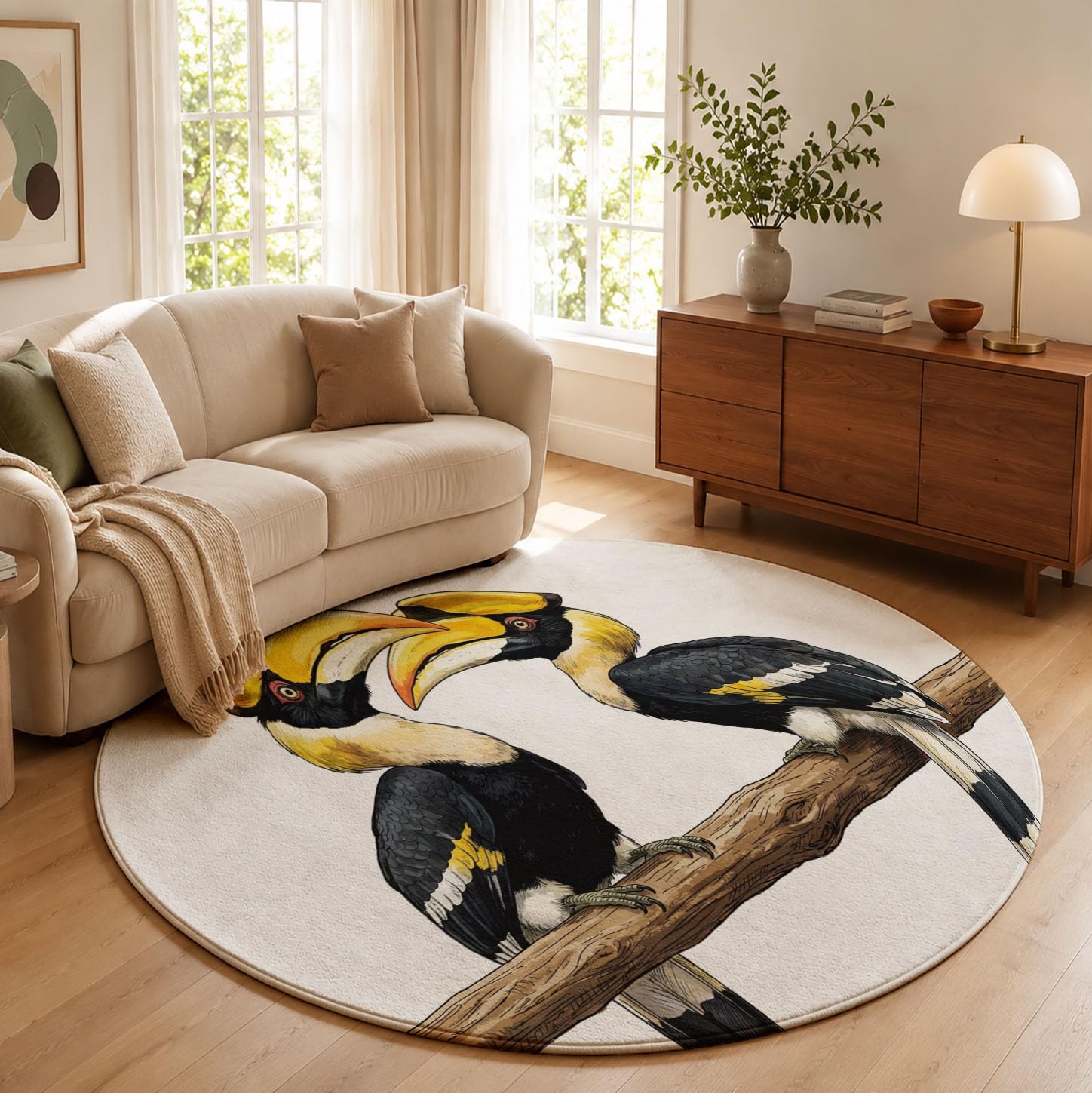 Tapis Aquarelle Vintage Animal Rond 180cm