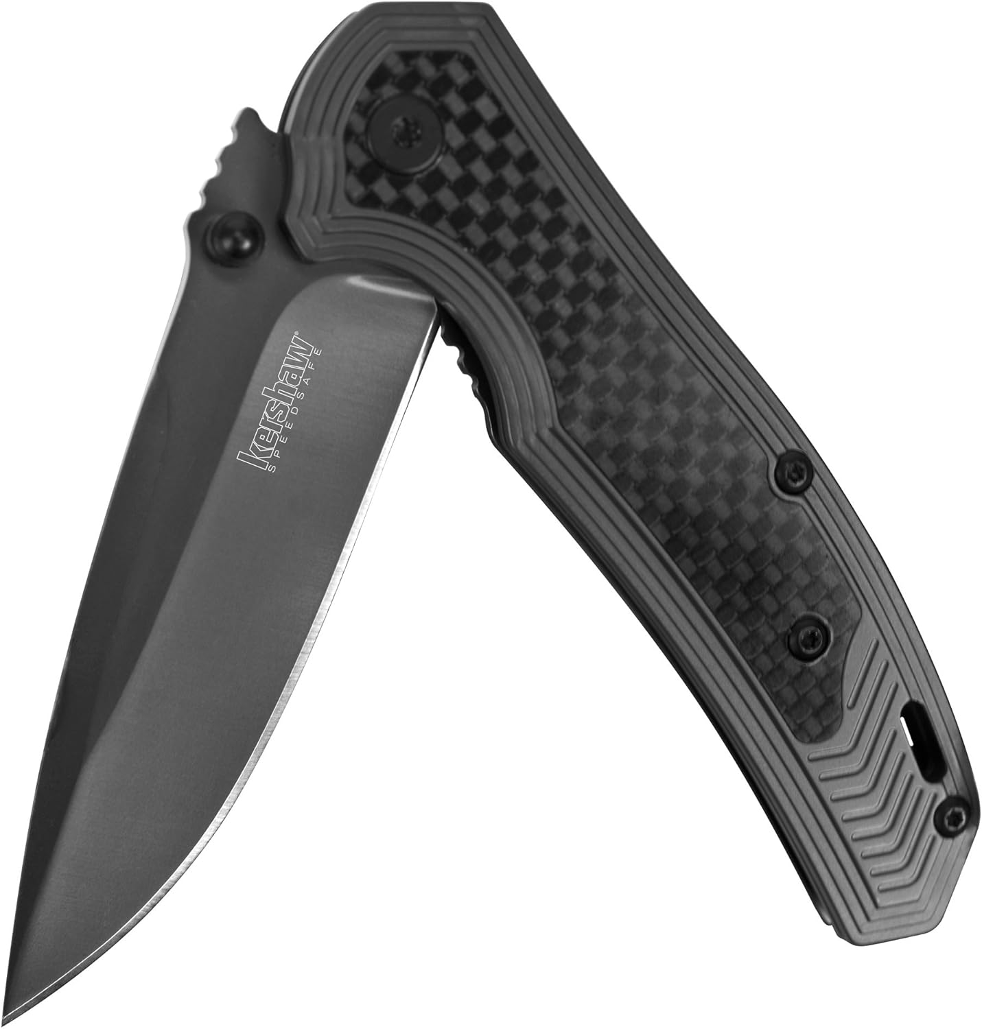 Kershaw Fringe Pocket Knife, 3-inch 8Cr13MoV Steel Blade with Gray Titanium Carbo-Nitride Coating, Carbon-Fiber Insert; SpeedSafe Assisted Opening, 8310 : Tools & Home Improvement