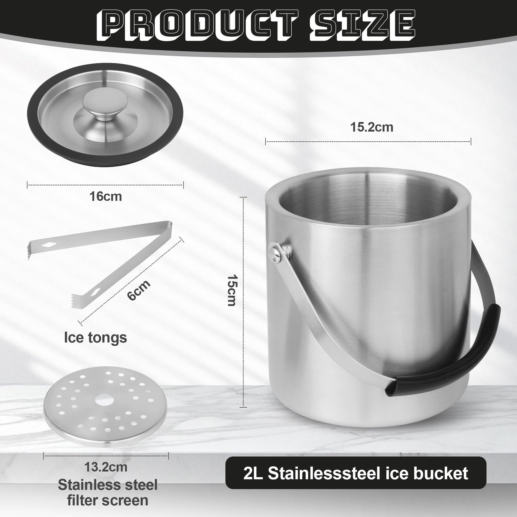 2L Eiswürfelform, Eiskübel Mit Deckel,Eiswürfelbehälter Edelstahl Mit Clips Und Sieb Ideal Fur Part 2L Eiswürfelform, Eiskübel Mit Deckel,Eiswürfelbehälter Edelstahl Mit Clips Und Sieb Ideal Fur Part