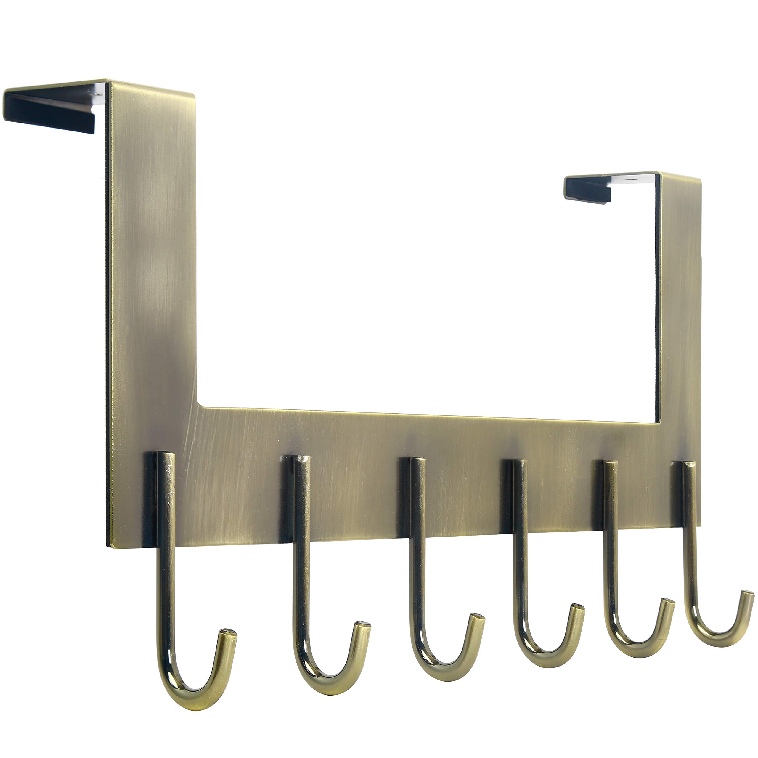 WEBI Over The Door Hooks Hanger,Over Door Towel Rack Coat Rack,6 Hooks for Hanging Clothes,Back of Bathroom,Bronze