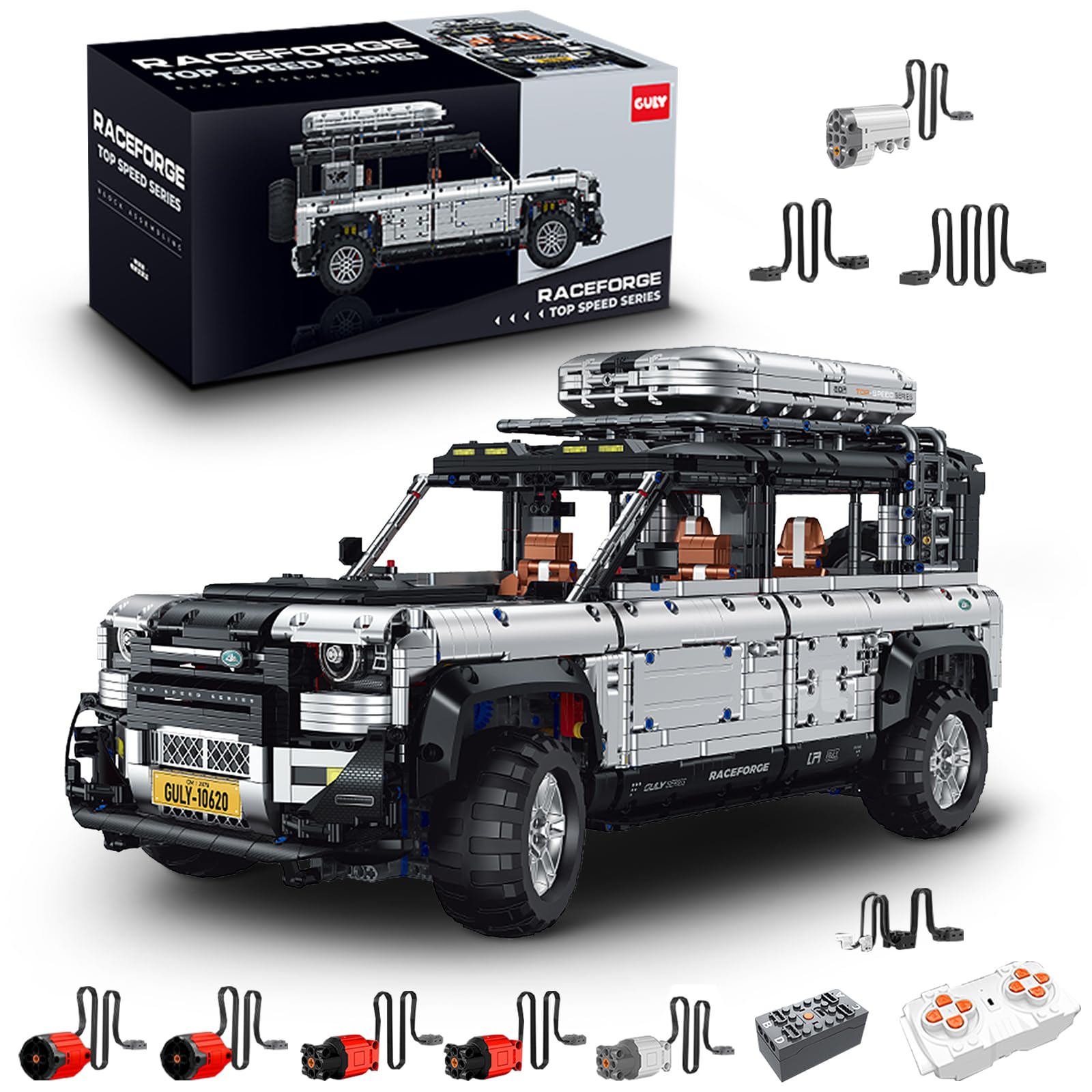 FigureArt Technik Offroad Car Kit, GULY 10620, 4817 Parts 1:8 with Motors and LED, Large Remote Controlled Car Clamping Blocks (Original Packaging) (Dynamic Version)