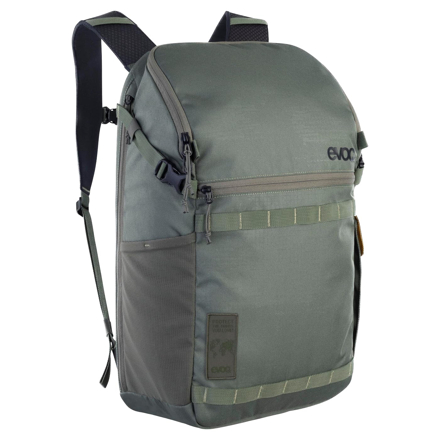 EVOC TRAVEL BACKPACK 22 travel rucksack (hand luggage rucksack with top opening, laptop compartment with side access, organiser compartments, side compartments, volume: 22 litres), dark olive