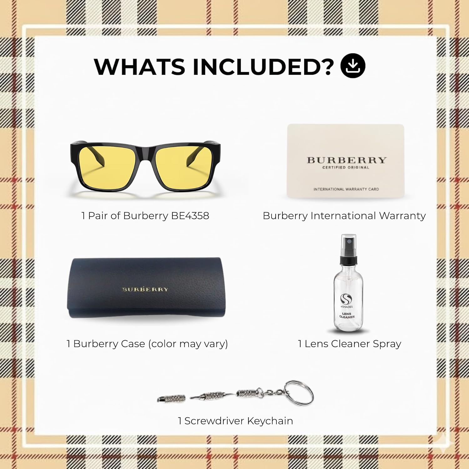 BURBERRY KNIGHT BE4358 Square Shape Injected Sunglasses with Luxury Eyewear Kit - Image 3