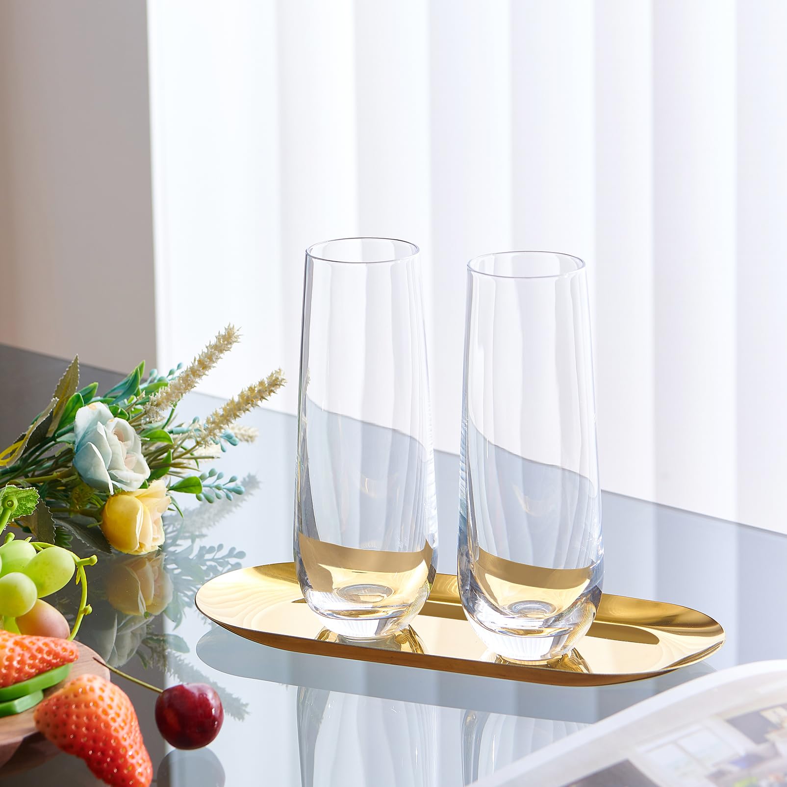 Juego de 6 vasos de agua para beber jugo, cristalería de cristal, vaso de cocina, base de cerveza para vino, cócteles, bebidas