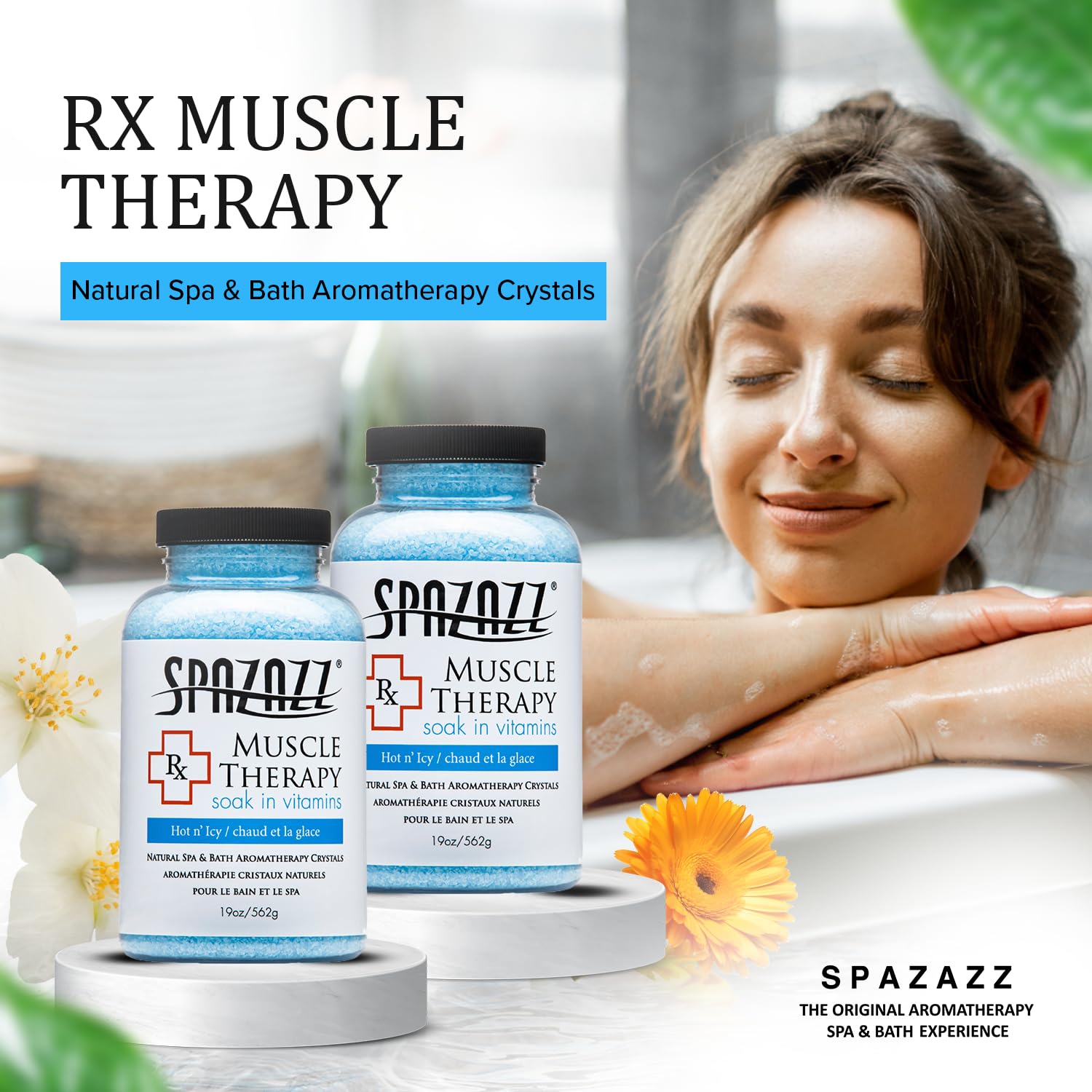 Spazazz SPZ-601 RX Therapy Crystals Container Bath Minerals, 19-Ounce, Muscular Therapy Hot N' Icy